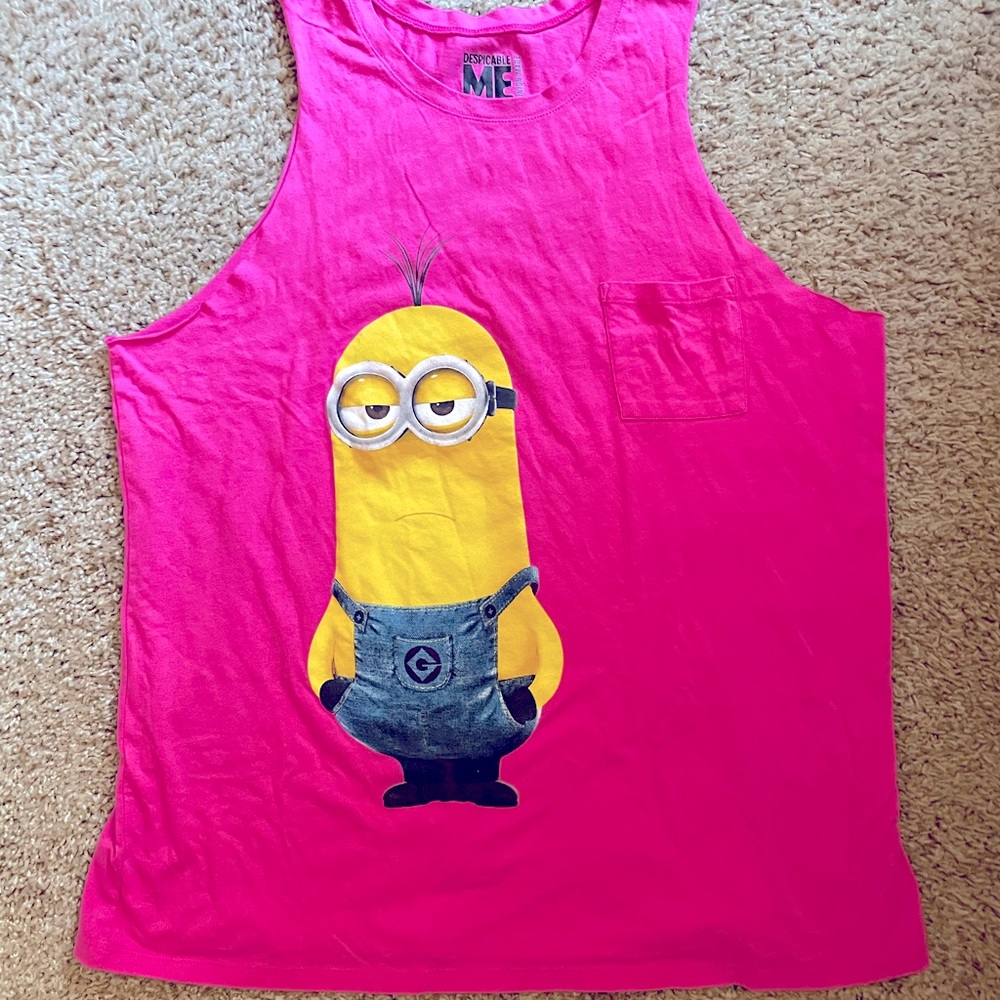 Despicable me Minion sleeveless bright pink t-shirt